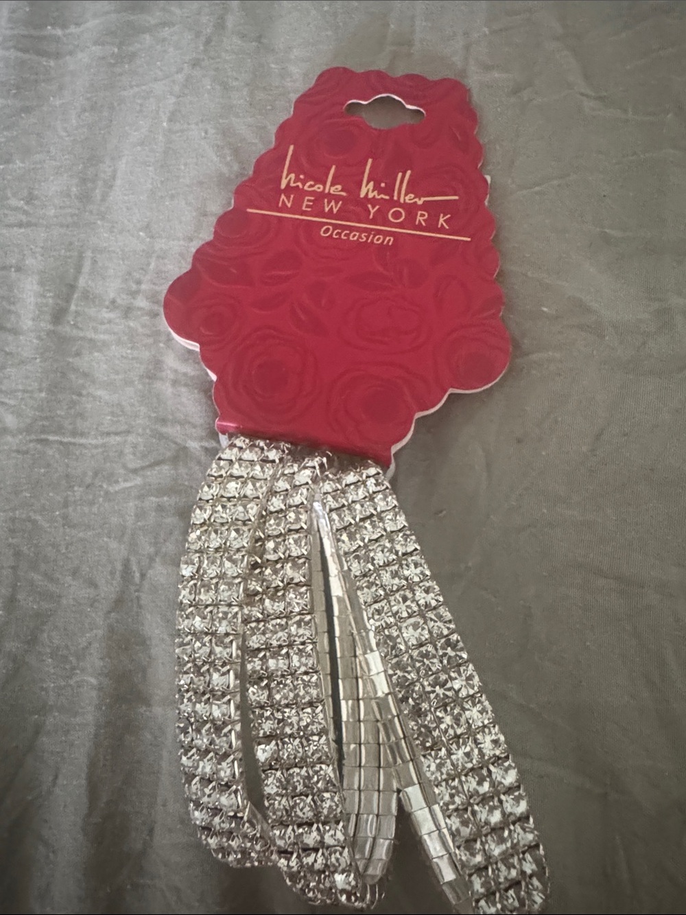 Nicole Miller Silver Crystal Multi-Row Stretch Bracelet